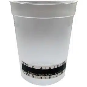 Specimen container for urine drug test kits